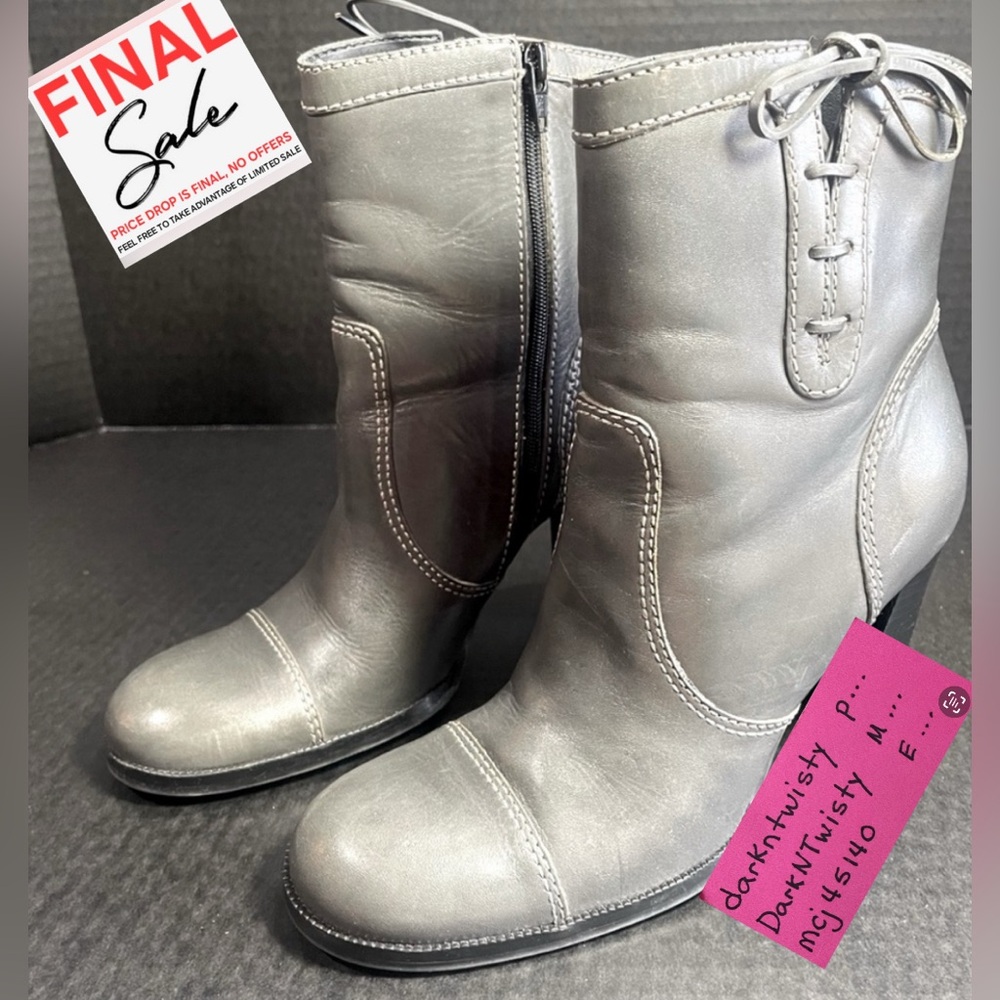 Classy Nine West Gray Bredeo Ankle Boots 5.5M approx 4” heel Beautiful